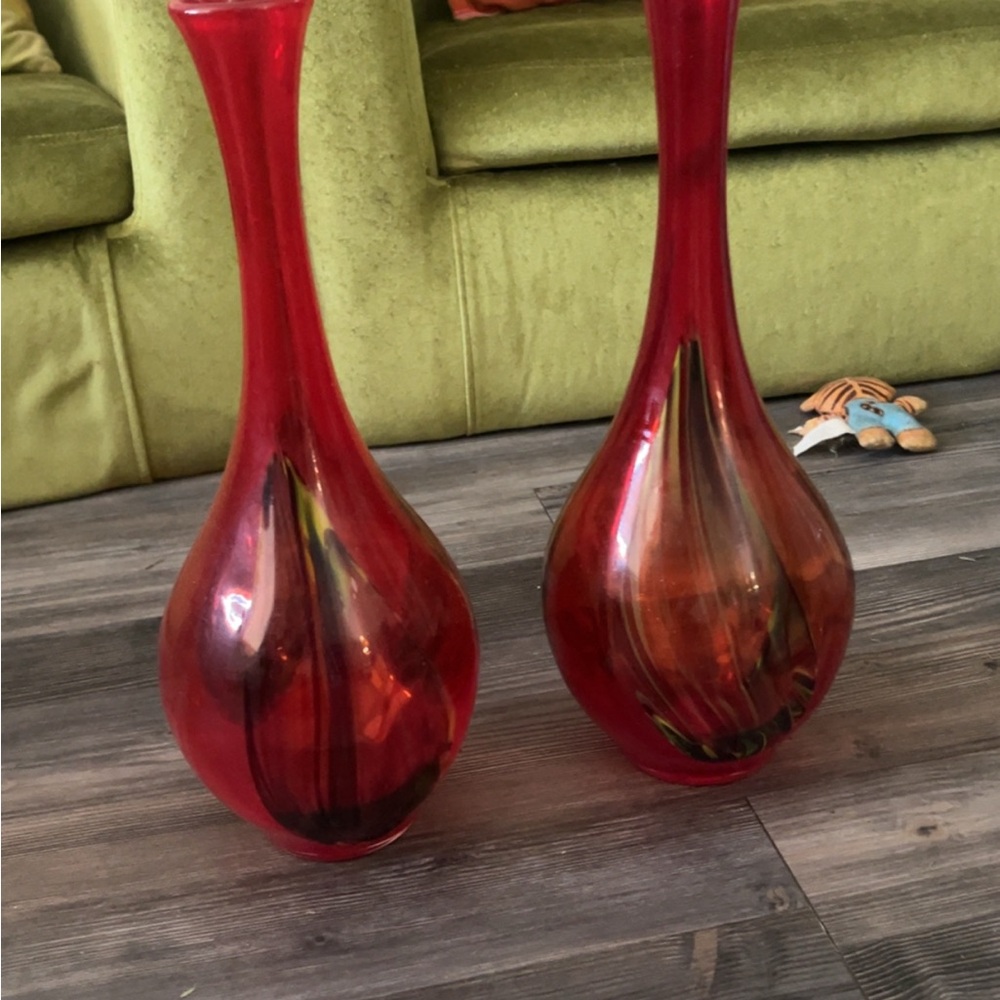 Elegant Red Glass Vases
